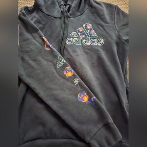 Adidas Zip Up Hooded Sweatshirt With Roses